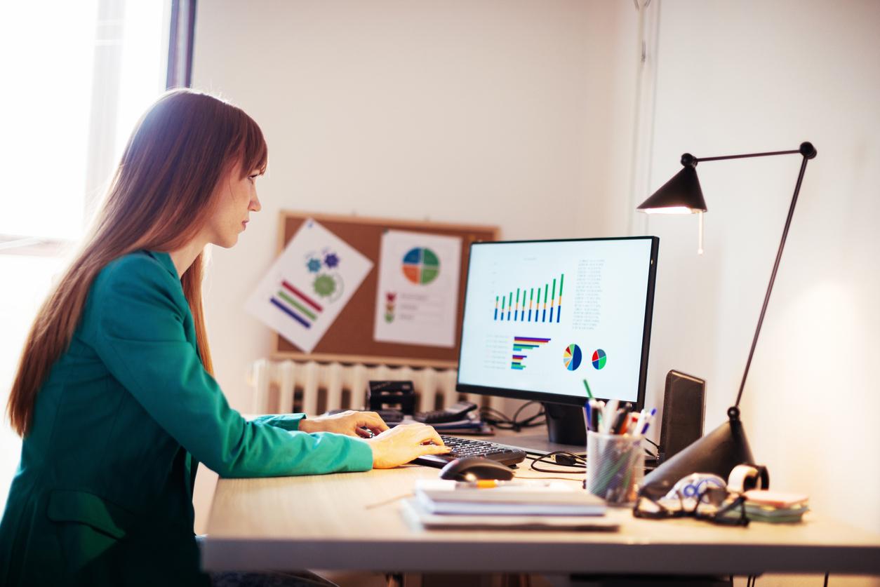 Woman looking at computer