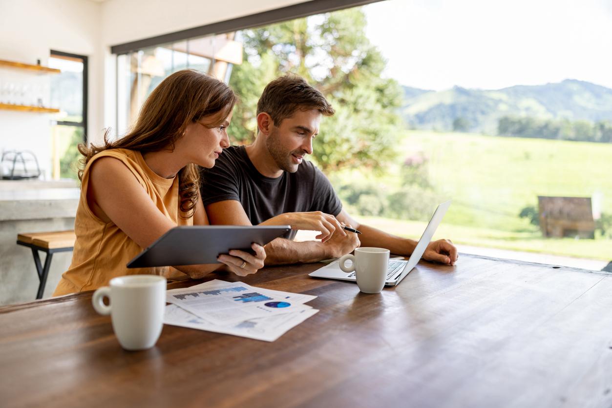 Business partners working at home